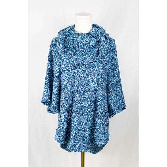 New Directions Size M Women's Sweater Cape Knitted Blue - Picture 1 of 6
